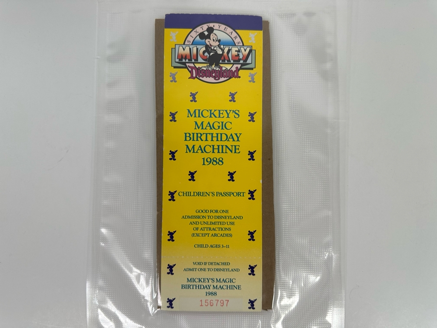 Unused Disneyland Ticket Sixty Years Mickey's Magic Birthday Machine 1988  [Photo 2]