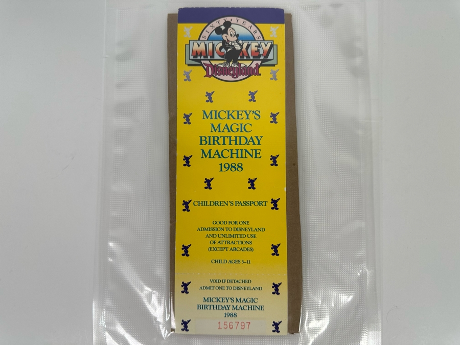 Unused Disneyland Ticket Sixty Years Mickey's Magic Birthday Machine 1988  [Photo 3]