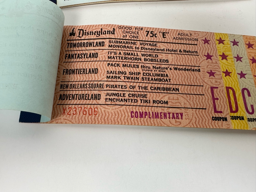 Five Unused Vintage Disneyland Tickets Books Courtesy Guest Admission Tickets [Photo 9]