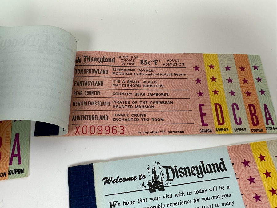 Five Unused Vintage Disneyland Tickets Books Courtesy Guest Admission Tickets [Photo 10]