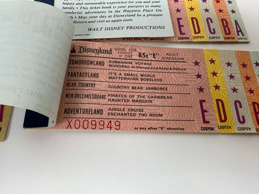 Five Unused Vintage Disneyland Tickets Books Courtesy Guest Admission Tickets [Photo 12]