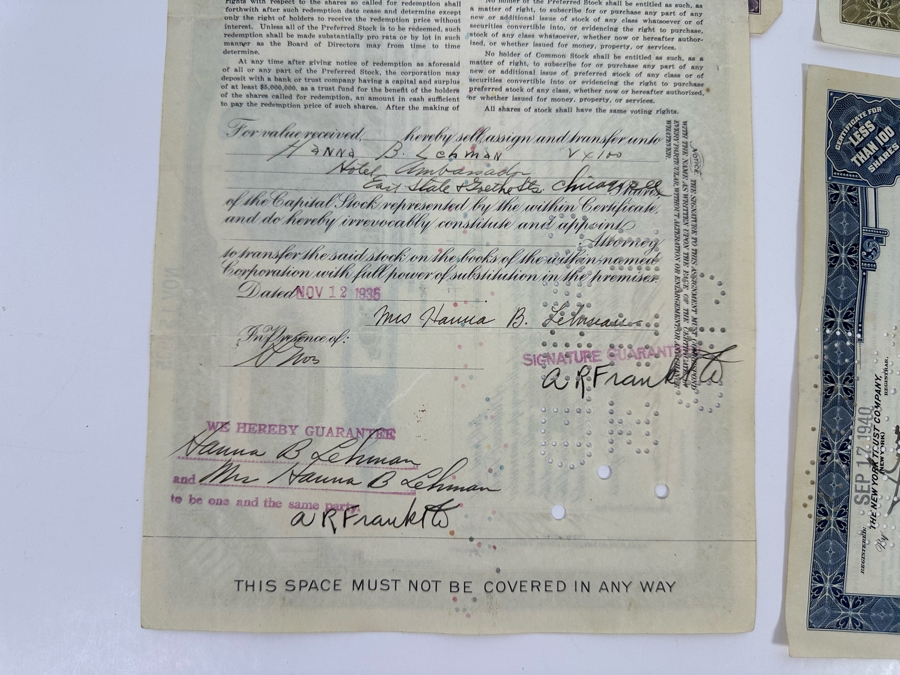 Four Vintage National Tea Co Stock Certificates [Photo 9]