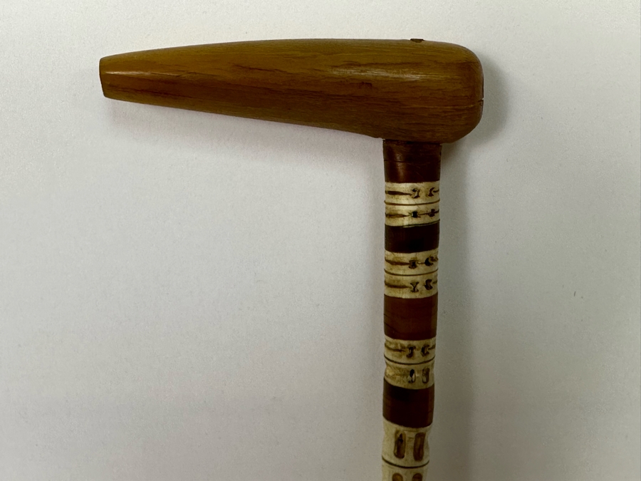 Antique Shark Vertebrae Horn Handle Cane 31.5L [Photo 5]