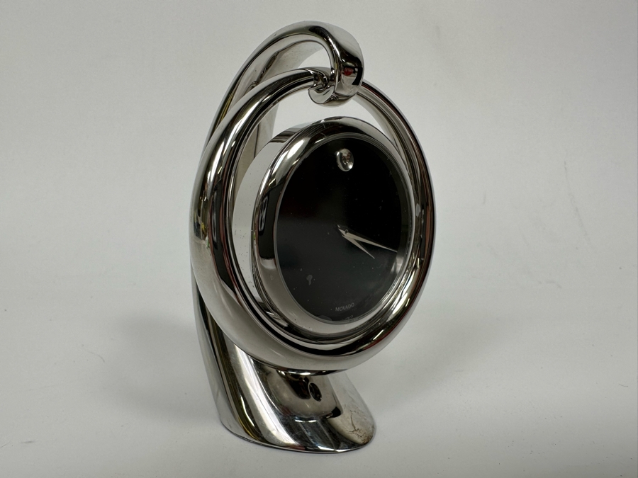 Movado Chrome Hanging Clock With Original Box 3.5H [Photo 4]