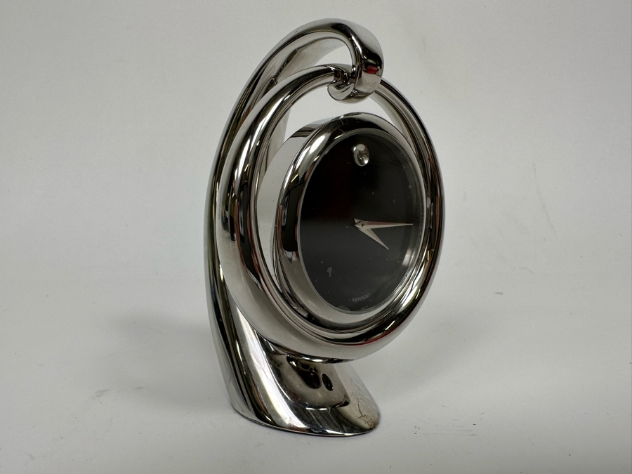 Movado Chrome Hanging Clock With Original Box 3.5H [Photo 3]