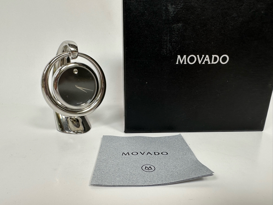 Movado Chrome Hanging Clock With Original Box 3.5H [Photo 2]