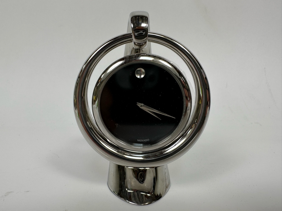 Movado Chrome Hanging Clock With Original Box 3.5H [Photo 5]