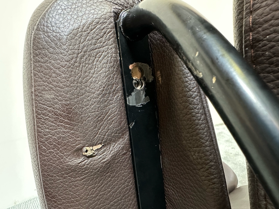 Stressless Leather Reclining Armchair With Ottoman By Ekornes Made In Norway (Side Table Accessory Has Been Removed So Chair Needs A Replacement Screw In One Of The Arms) [Photo 13]