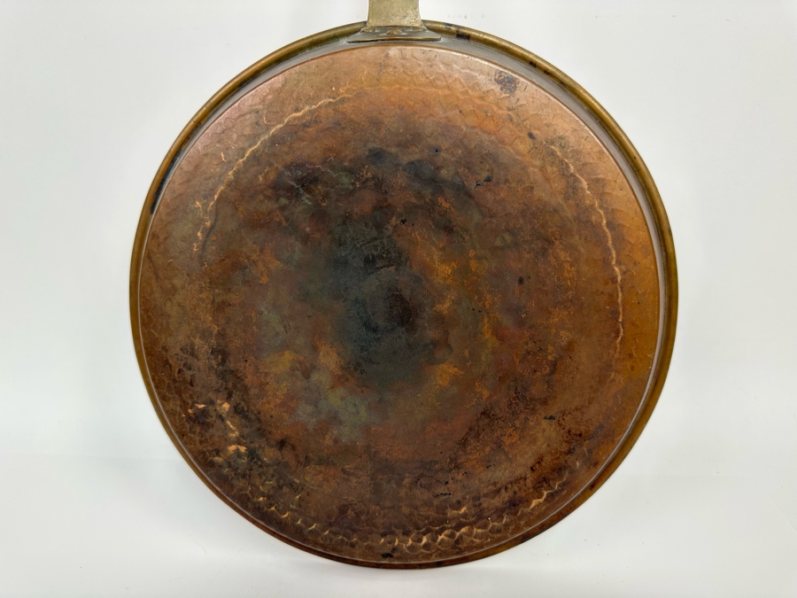 Vintage Hand Hammered Copper Skillet Pan With Long Handle 12R X 26L [Photo 6]