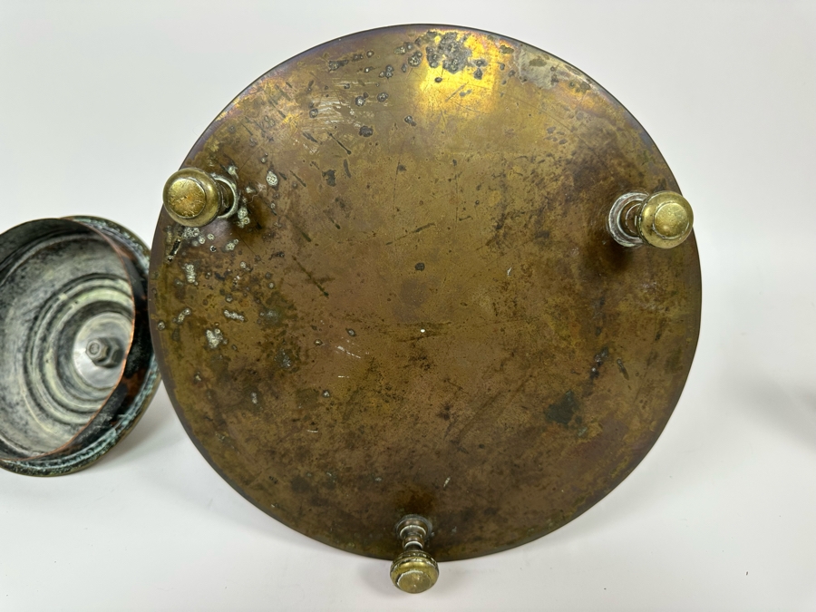 Vintage Footed Brass Coal Bin Bucket With Handle 14H [Photo 8]