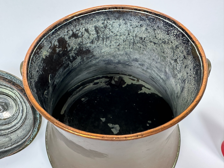 Vintage Footed Brass Coal Bin Bucket With Handle 14H [Photo 7]