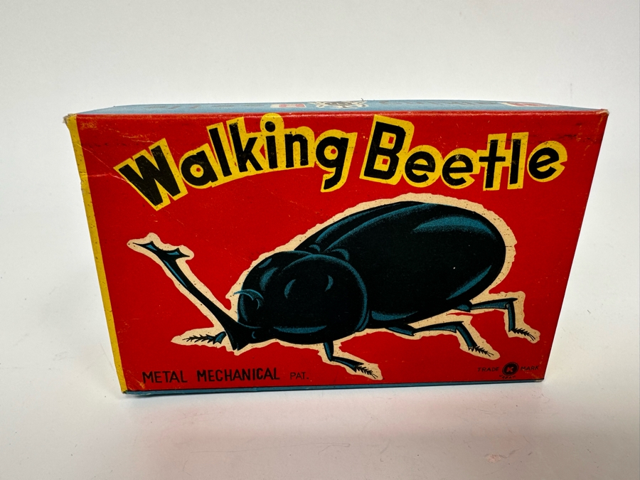 New Old Stock Metal Wind-Up Toy Walking Beetle With Original Box Made In Japan [Photo 7]