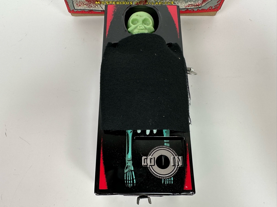 New Old Stock Wind-Up Metal Coffin Bank With Original Box (Skeleton Arm Comes Out To Grab Coin) Made In Japan [Photo 5]
