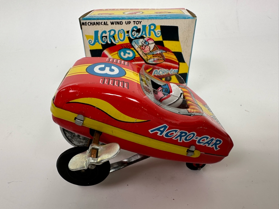 New Old Stock Acro-Car Mechanical Wind Up Toy Made In Japan With Original Box [Photo 3]