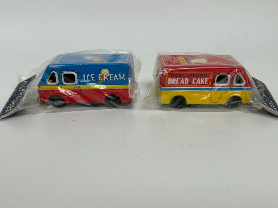 Pair Of Sealed Friction Toys Ice Cream Delivery Van And Bread & Cake Delivery Van Made In Japan [Photo 3]