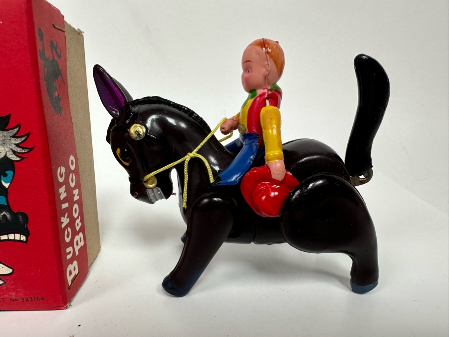 Bucking Bronco Mechanical Celluloid Toy With Original Box Made In Japan Modern Toys Not Working [Photo 4]