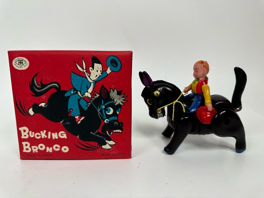 Bucking Bronco Mechanical Celluloid Toy With Original Box Made In Japan Modern Toys Not Working [Photo 2]