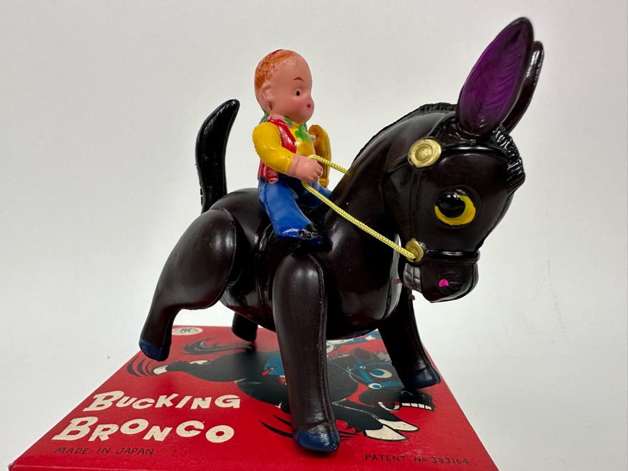 Bucking Bronco Mechanical Celluloid Toy With Original Box Made In Japan Modern Toys Not Working [Photo 11]