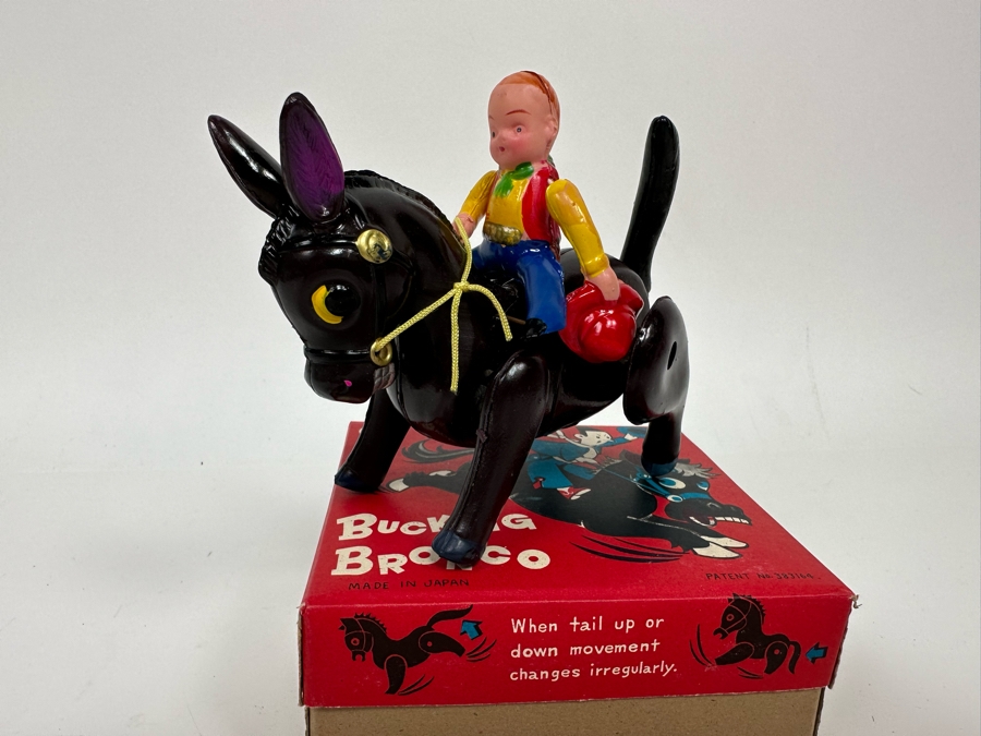 Bucking Bronco Mechanical Celluloid Toy With Original Box Made In Japan Modern Toys Not Working [Photo 7]