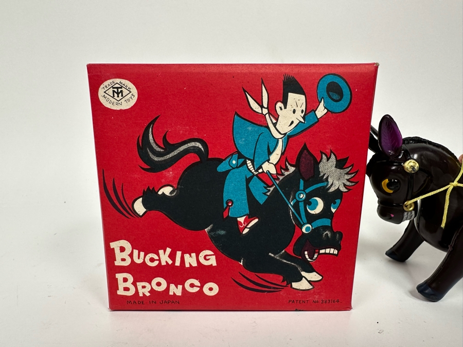 Bucking Bronco Mechanical Celluloid Toy With Original Box Made In Japan Modern Toys Not Working [Photo 5]