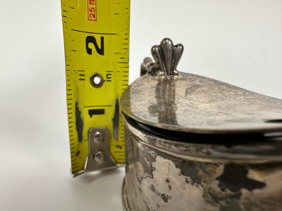Vintage 1939 English Hallmarked Birmingham Sterling Silver Salt Cellar With Glass Insert 3.5W X 1.5D X 2H Sterling Silver Weighs 68.2g [Photo 9]
