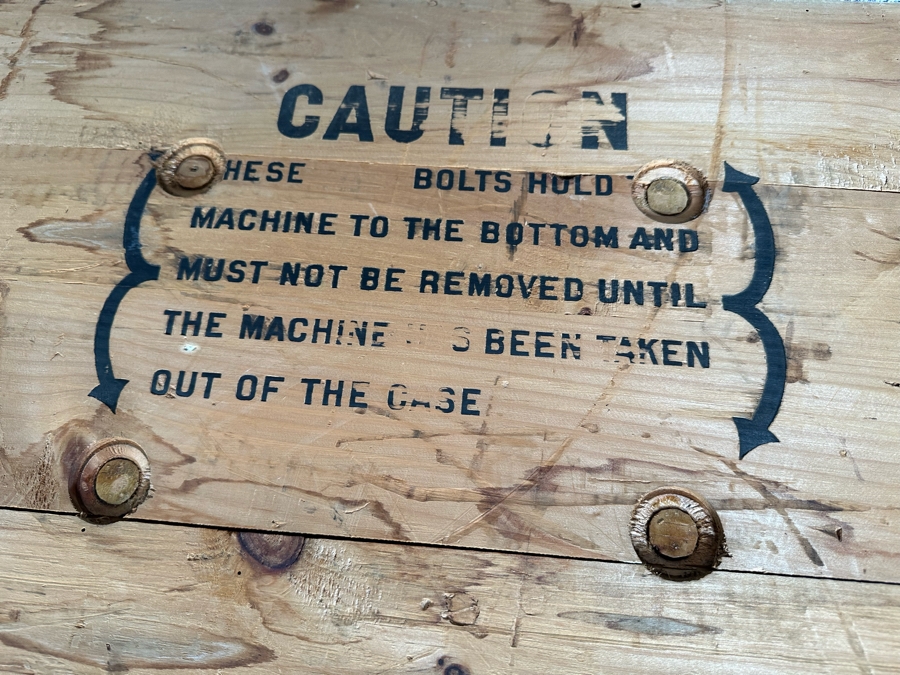 Antique Spanish Handmade Wooden Footed Tool Chest With Sounding Bell Lock Comes With Skeleton Key 43.5W X 17D X 19H [Photo 17]