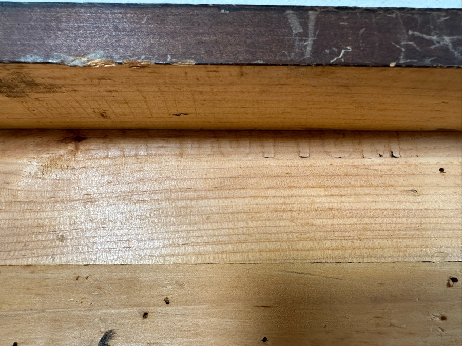 Antique Spanish Handmade Wooden Footed Tool Chest With Sounding Bell Lock Comes With Skeleton Key 43.5W X 17D X 19H [Photo 11]