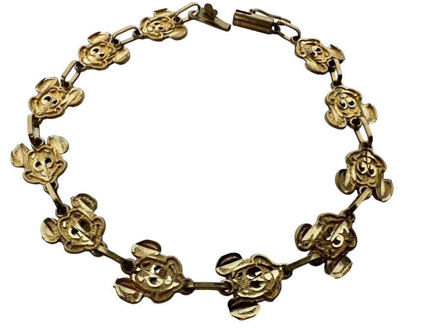 10K Gold Walt Disney's Mickey Mouse Bracelet 7.5L 4g