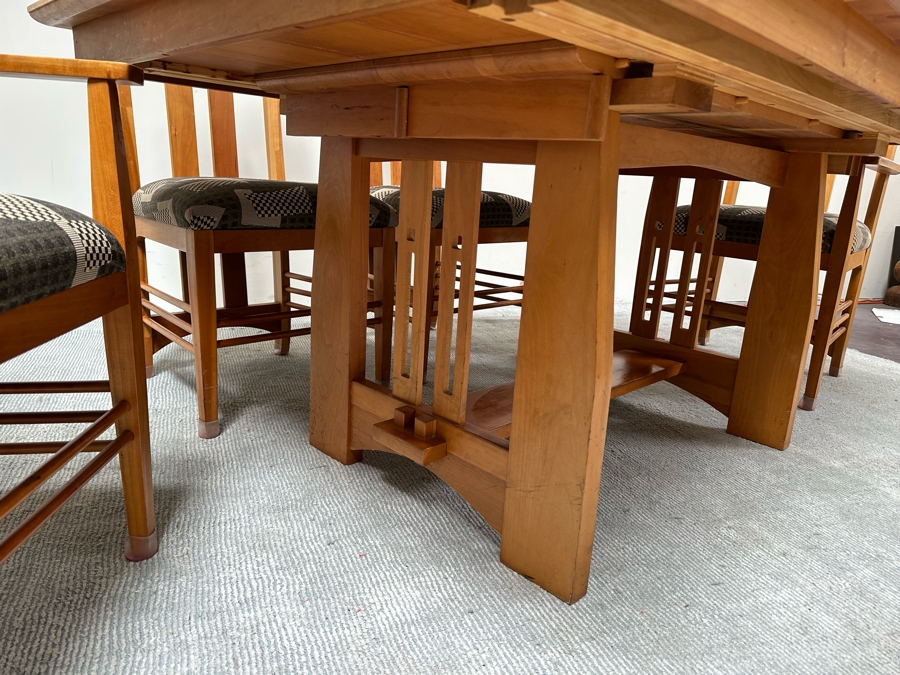 Amish Solid Cherry Wood Dining Table 60 X 42 X 29.5 With Two Built In 12' Leaves And Four Dining Chairs (2 Are Armchairs) Comes Up Table Pads By Canal Dover Furniture Midvale Ohio [Photo 11]