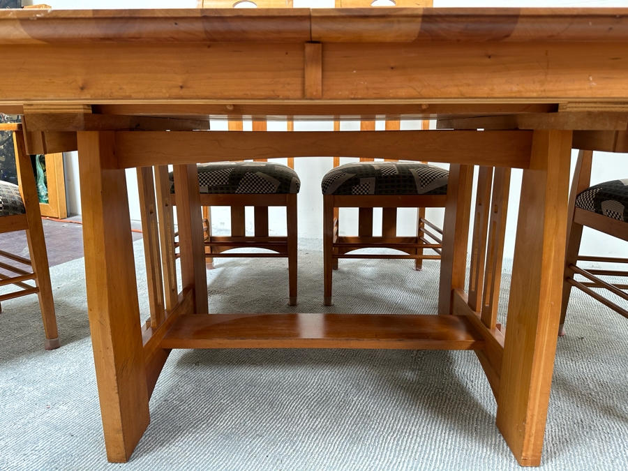 Amish Solid Cherry Wood Dining Table 60 X 42 X 29.5 With Two Built In 12' Leaves And Four Dining Chairs (2 Are Armchairs) Comes Up Table Pads By Canal Dover Furniture Midvale Ohio [Photo 16]