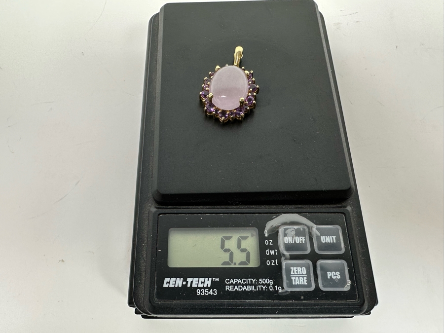 14K Gold Jadeite With Amethysts Pendant 5.5g [Photo 10]