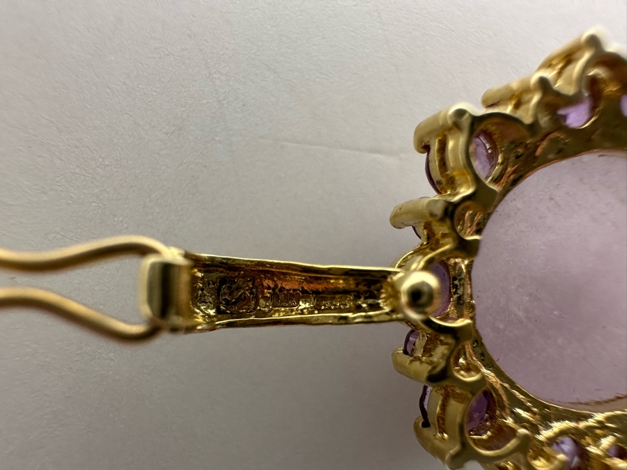 14K Gold Jadeite With Amethysts Pendant 5.5g [Photo 9]