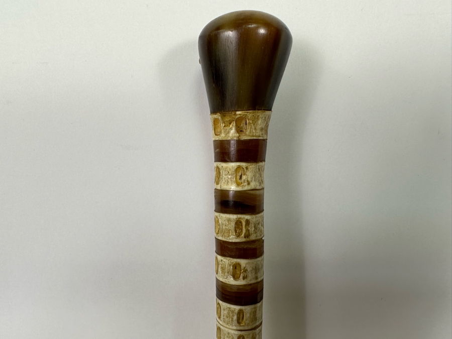 Vintage Shark Vertebrae Horn Handle Cane 34L [Photo 5]