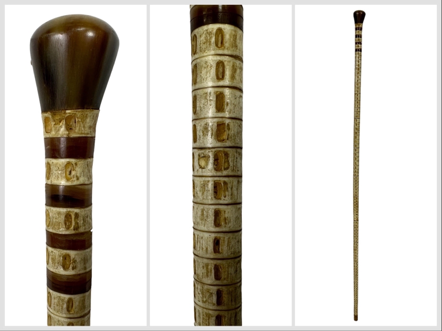 Vintage Shark Vertebrae Horn Handle Cane 34L [Photo 1]