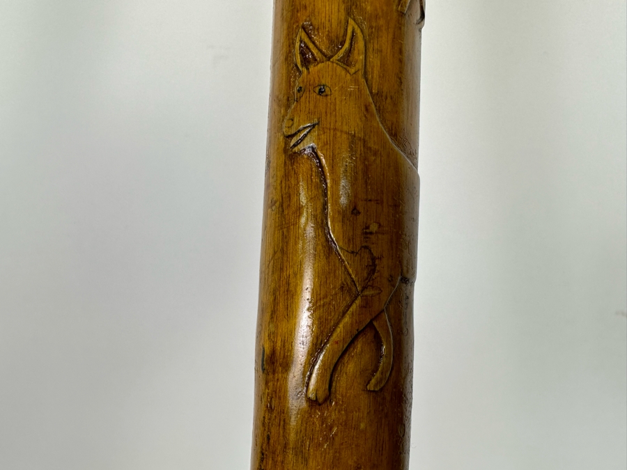 Antique Hand Carved Folk Art Wooden Cane From 1932 Olympic Games 33L [Photo 10]
