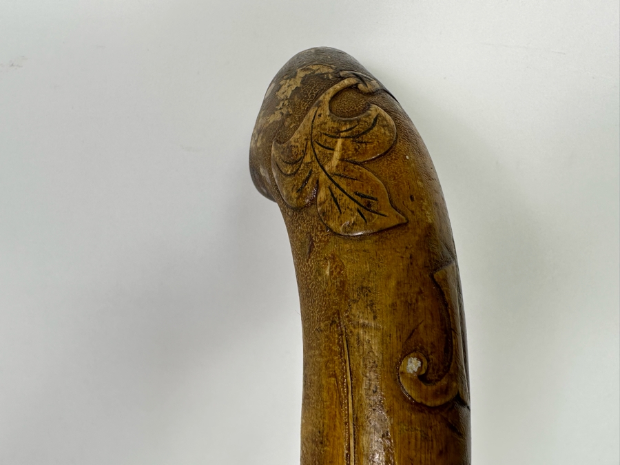Antique Hand Carved Folk Art Wooden Cane From 1932 Olympic Games 33L [Photo 9]