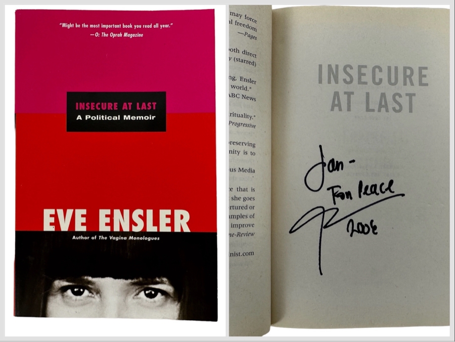 Signed Paperback Book Insecure At Last: A Political Memoir By Eve Ensler [Photo 1]