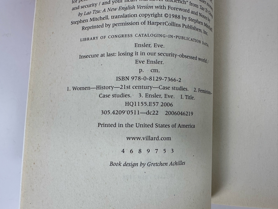 Signed Paperback Book Insecure At Last: A Political Memoir By Eve Ensler [Photo 5]