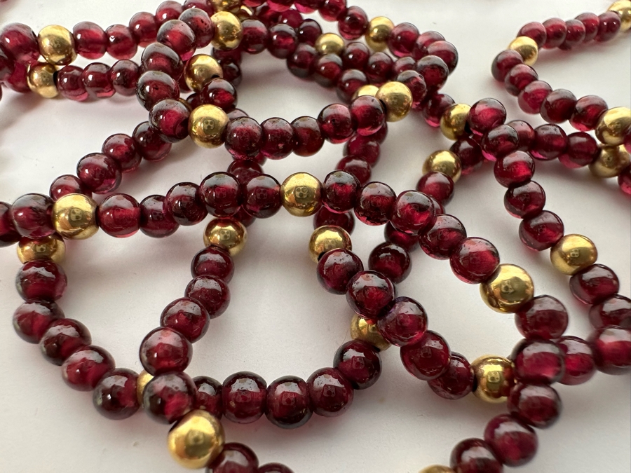 Garnet And Gold Beaded 30' Necklace [Photo 3]