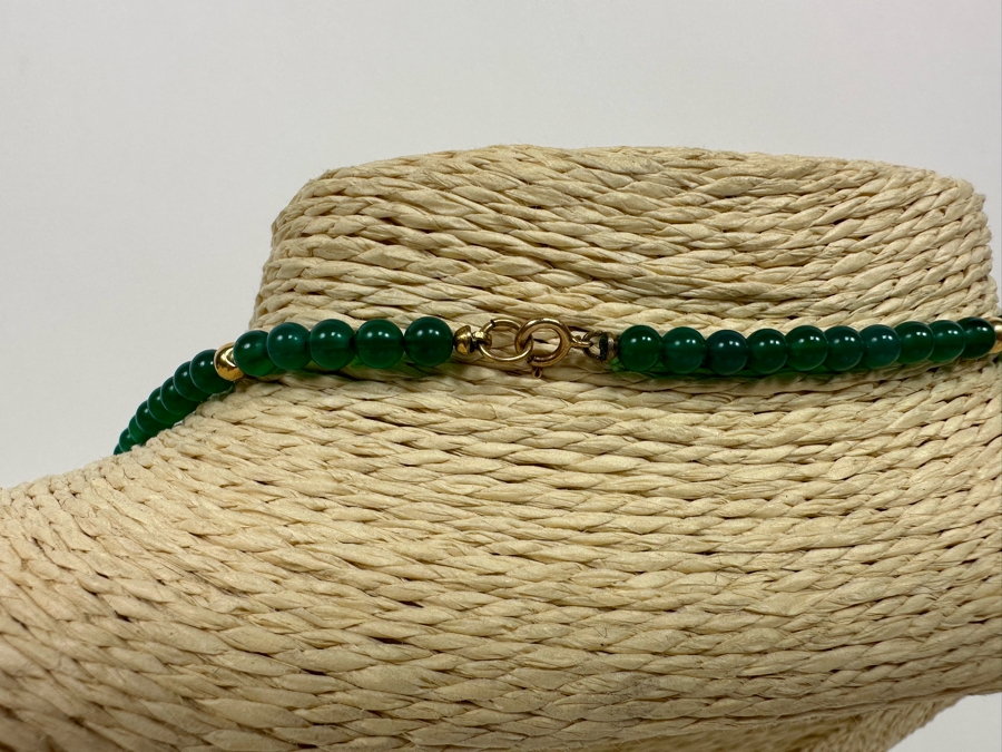 Chrysoprase And Gold Beaded 32' Necklace [Photo 4]