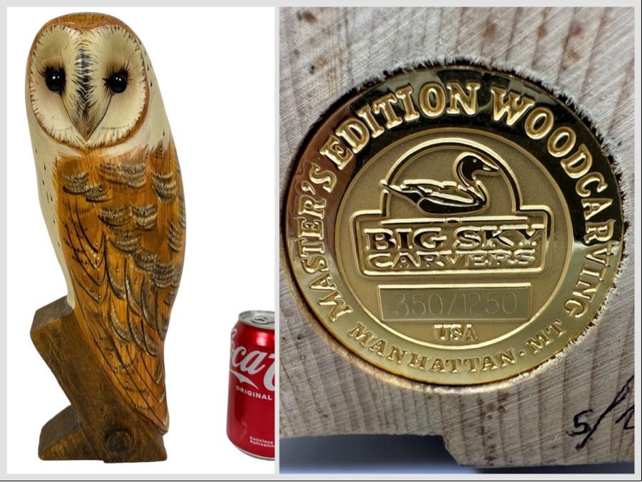 Carved Wooden Owl By Big Sky Carvers Master's Edition Woodcarving Manhattan, MT Limited Edition 350 Of 1,250 14.5H