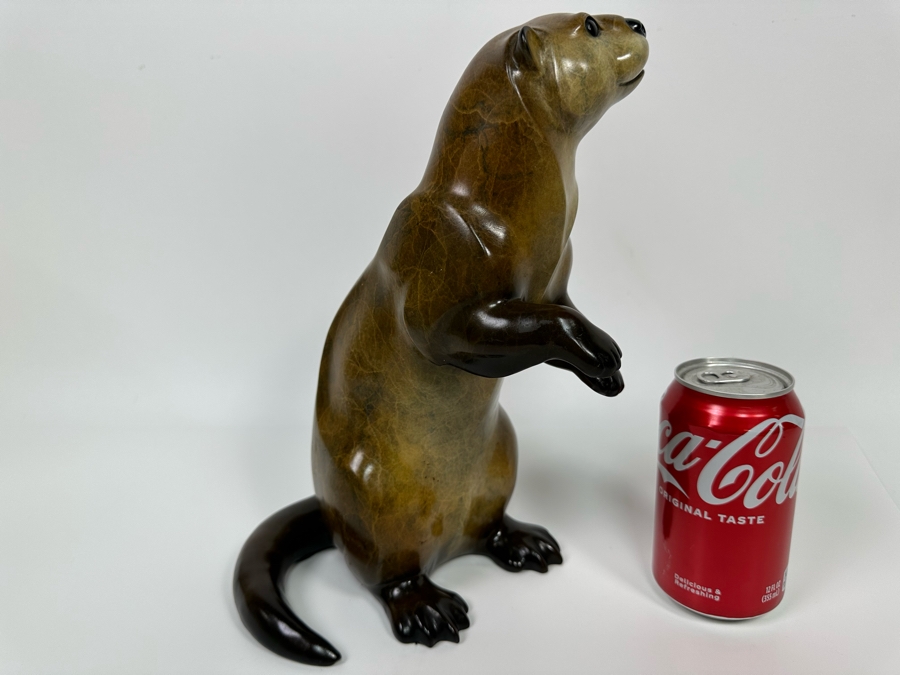 Jacques & Mary Regat (20th Century, Alaska) Signed Bronze Gisselle River Otter Limited Edition 16 Of 75 11.5H X 7W X 8.5D Retails $3,575 [Photo 7]