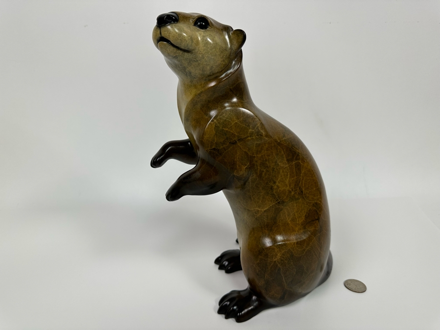 Jacques & Mary Regat (20th Century, Alaska) Signed Bronze Gisselle River Otter Limited Edition 16 Of 75 11.5H X 7W X 8.5D Retails $3,575 [Photo 3]