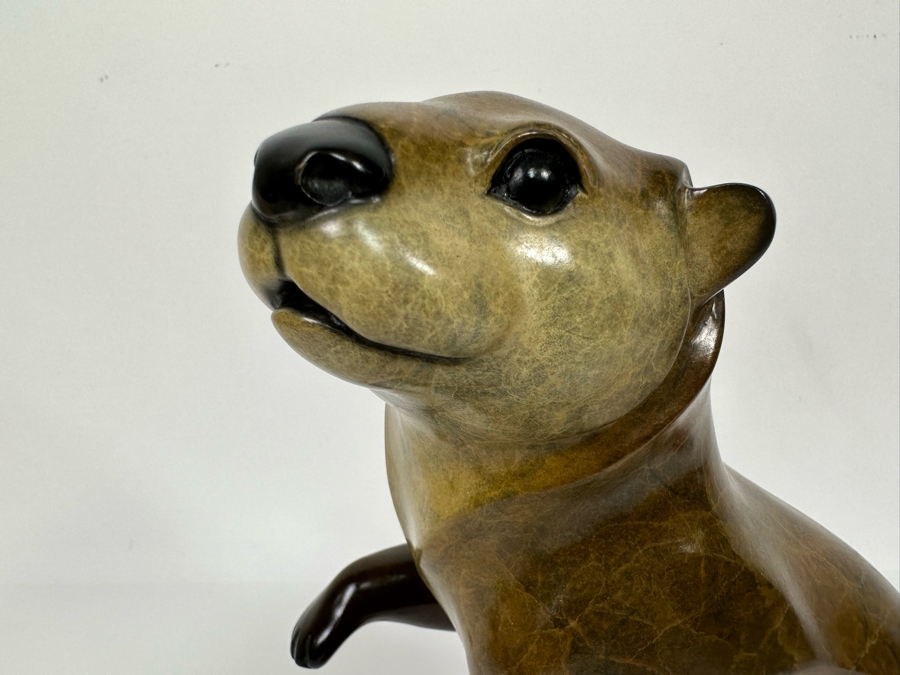 Jacques & Mary Regat (20th Century, Alaska) Signed Bronze Gisselle River Otter Limited Edition 16 Of 75 11.5H X 7W X 8.5D Retails $3,575 [Photo 4]