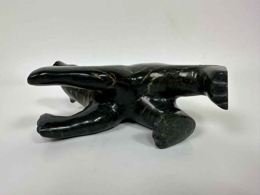 Native American Inuit Carved Stone Polar Bear Sculpture Signed Nuyalia Tunnillie 8.5W X 3D X 5H [Photo 16]