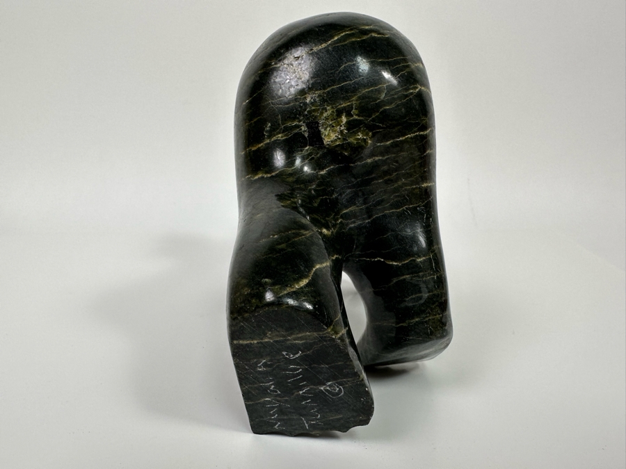 Native American Inuit Carved Stone Polar Bear Sculpture Signed Nuyalia Tunnillie 8.5W X 3D X 5H [Photo 12]