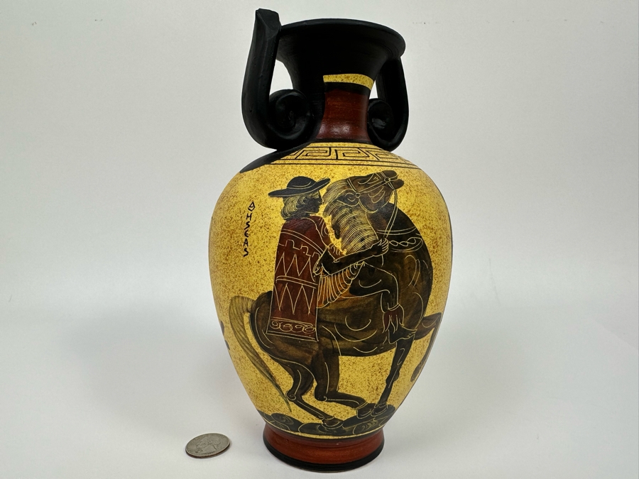 Handmade Greek Ceramic Amphora Jar Vase Vessel 5W X 9H [Photo 3]