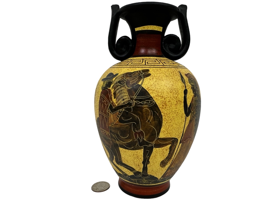 Handmade Greek Ceramic Amphora Jar Vase Vessel 5W X 9H [Photo 1]