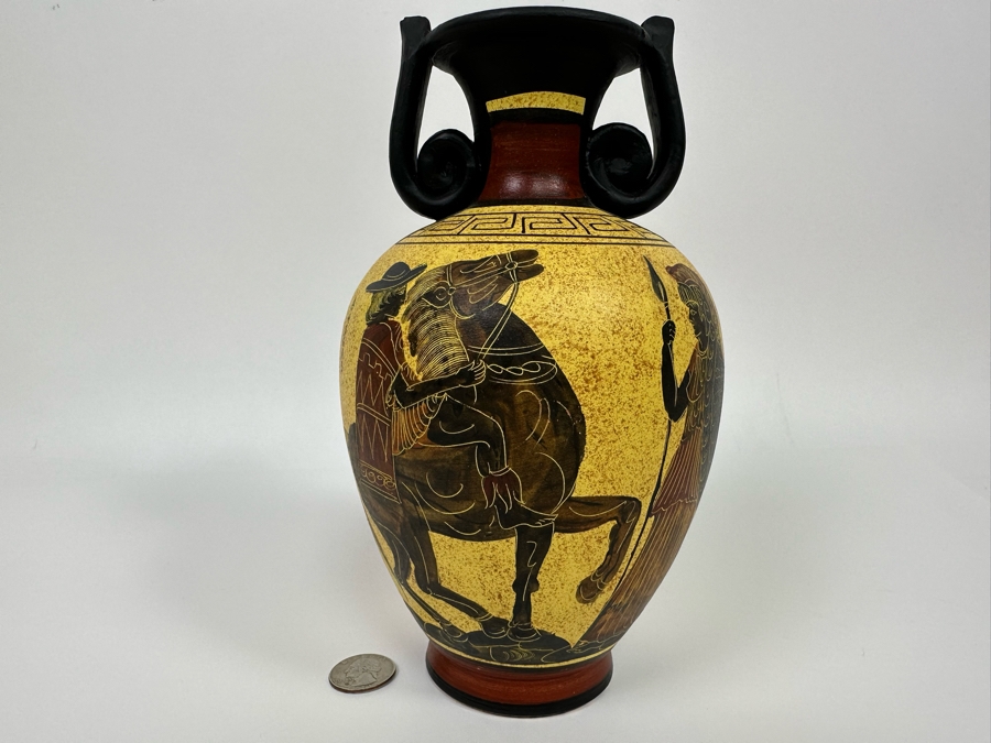 Handmade Greek Ceramic Amphora Jar Vase Vessel 5W X 9H [Photo 2]