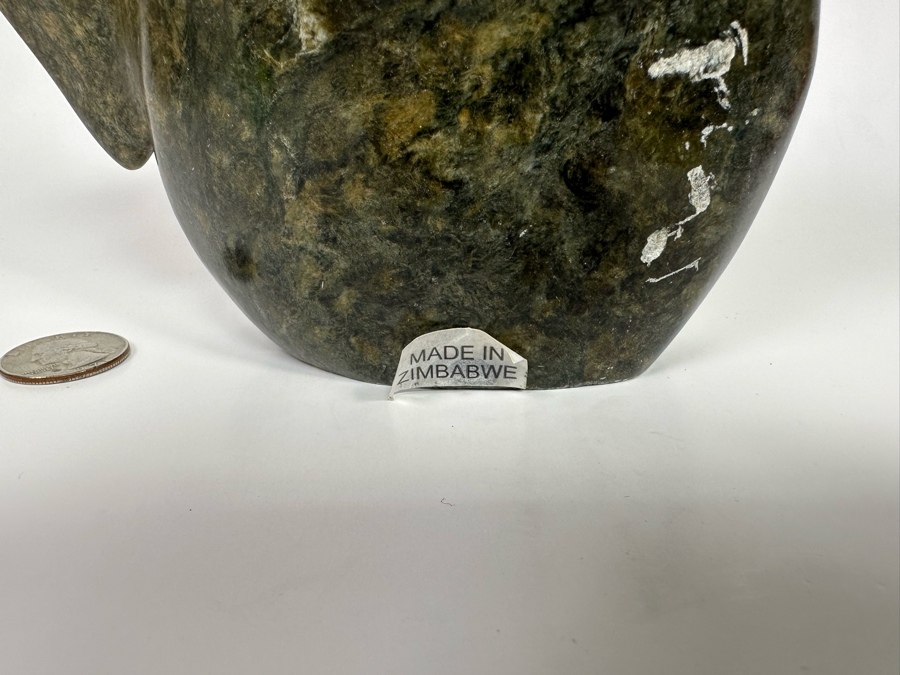 Carved Stone Mother & Child Elephant Sculpture From Zimbabwe Africa 8W X 2.5D X 8.5H [Photo 8]